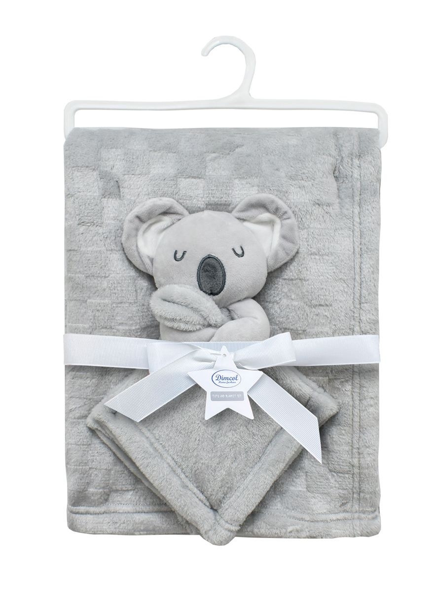 Νάνι-Πανάκι Παρηγοριάς bebe σετ 2 τεμ. Koala 10 33X33 & Κουβέρτα Coral Fleece 75X100 cm Grey 100% Polyester
