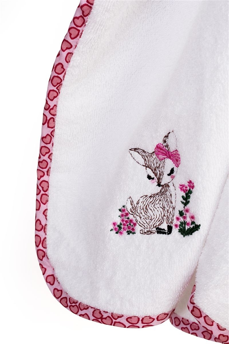 Κάπα Με Κέντημα bebe Deer 197 75X85 White-Pink 100% Cotton