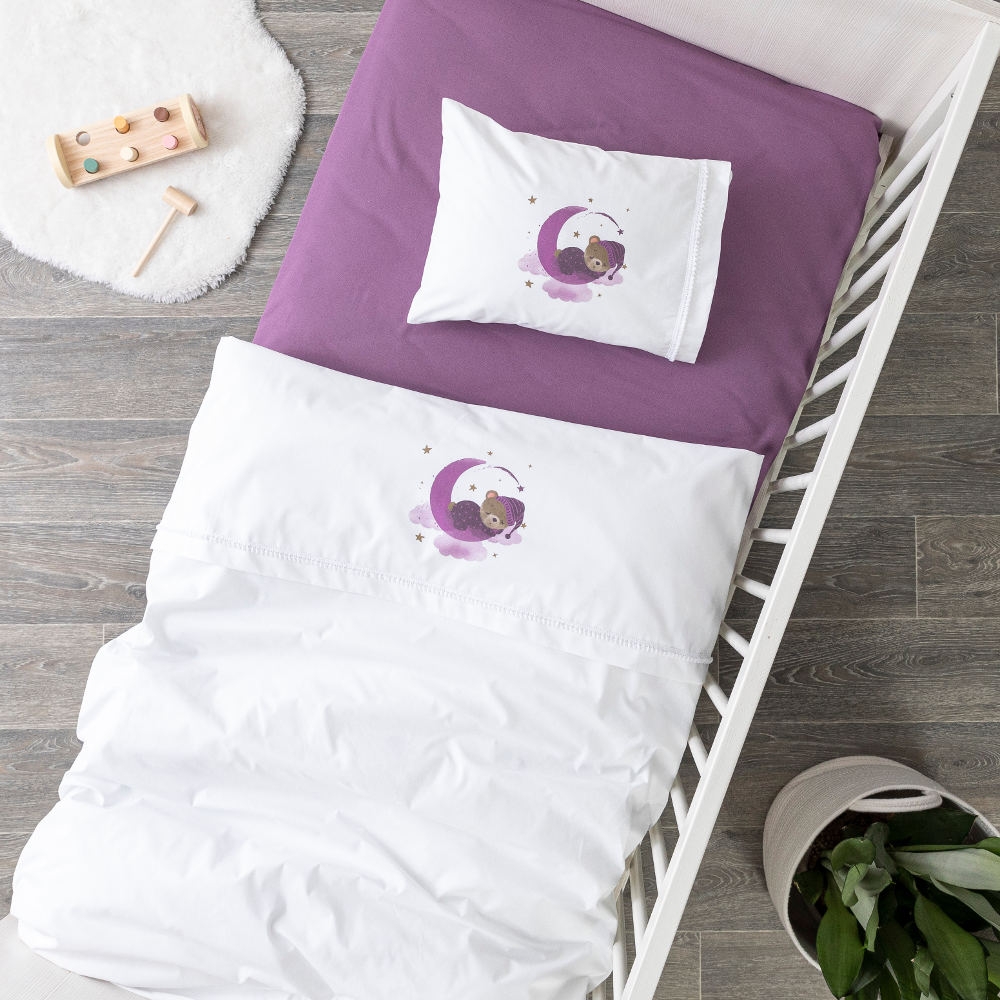 Κουβέρτα Κούνιας Sleeping Bear Μωβ