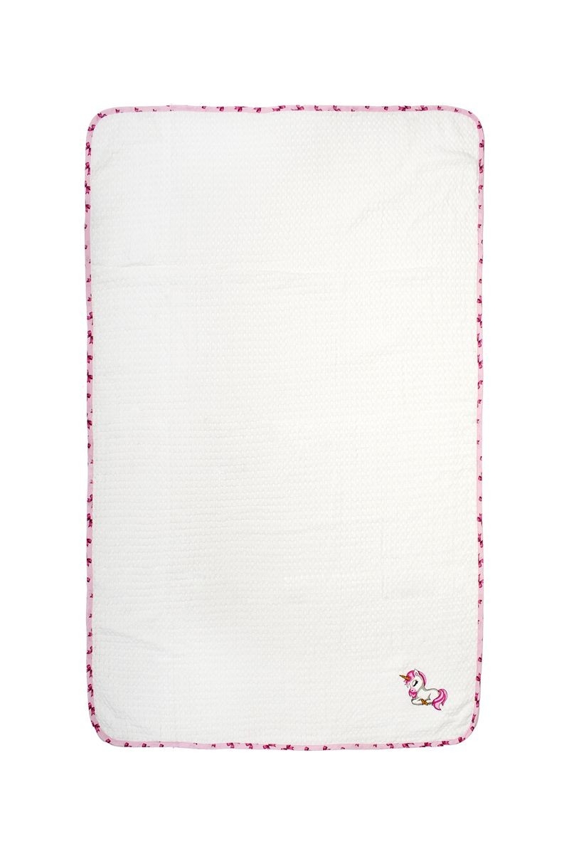 Κουβέρτα Πικέ Με Κέντημα bebe Unicorn 188 100X160 White-Pink 100% Cotton