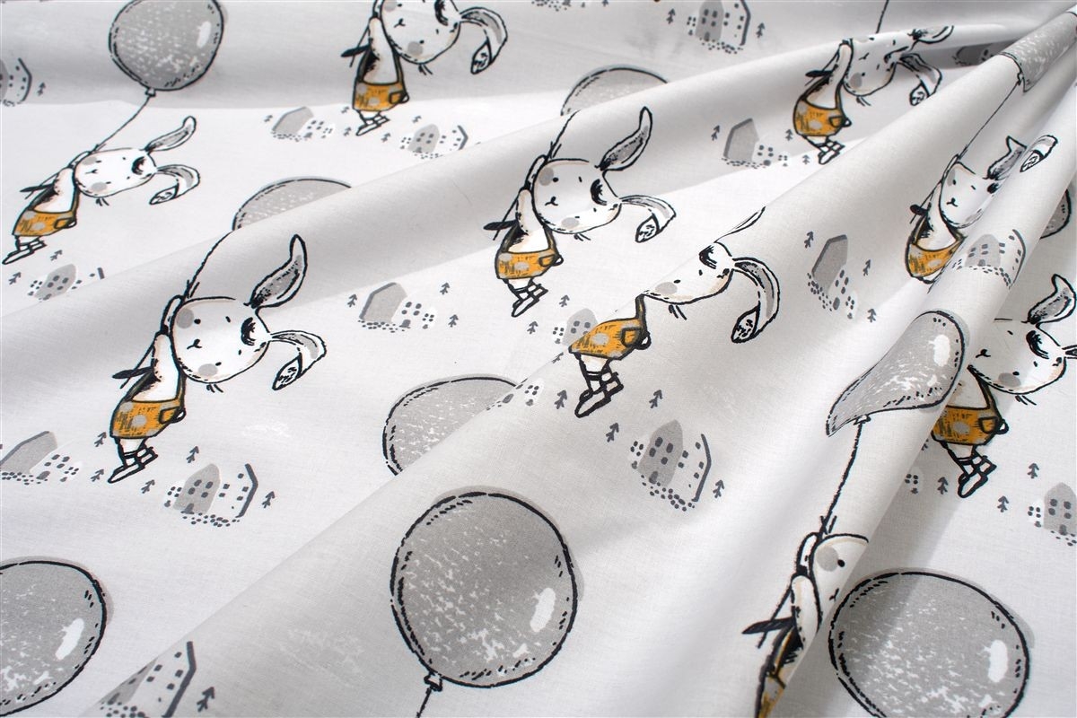 Σεντόνια Εμπριμέ Σετ 3 τεμ bebe Floating Bunny 715 120X160 Grey 100% Cotton