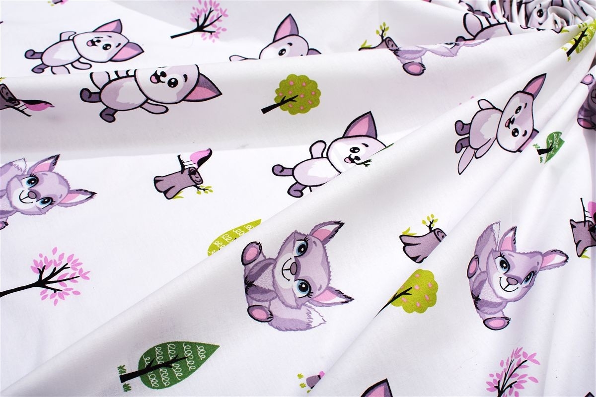Κατωσέντονο Με Λάστιχο bebe Baby Foxes 594 0,70X1,40X0,15 White-Pastel Lilac 100% Cotton