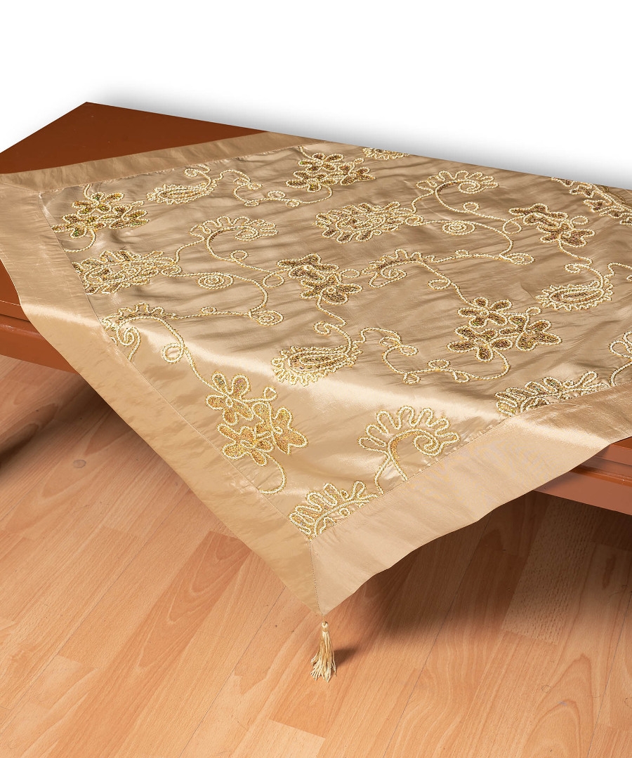 Σατέν τραπεζοκαρέ 7710 (135cm x 135cm) χρυσό
