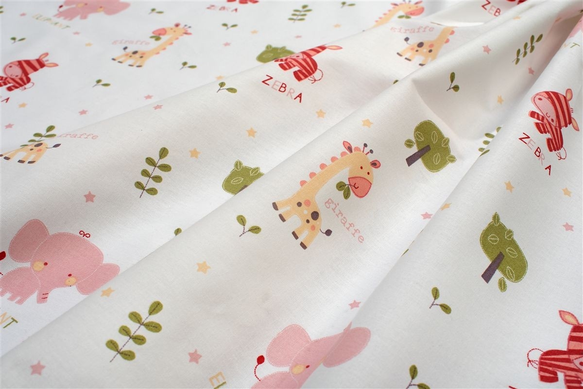Παπλωματοθήκη Εμπριμέ kids Happy Safari 712 160X240 White-Pink 100% Cotton