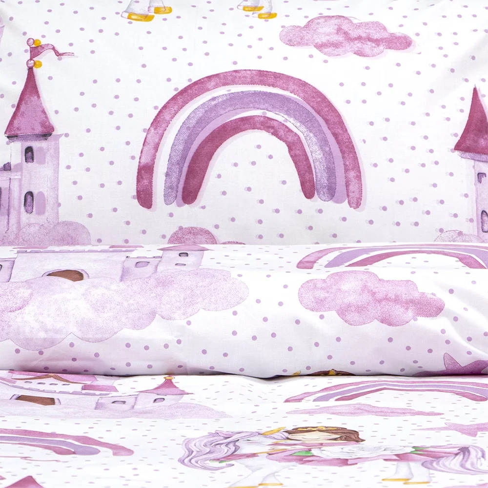 LINO Σετ Παιδική Παπλωματοθήκη (160x240) Dreamy Castleland Λευκό