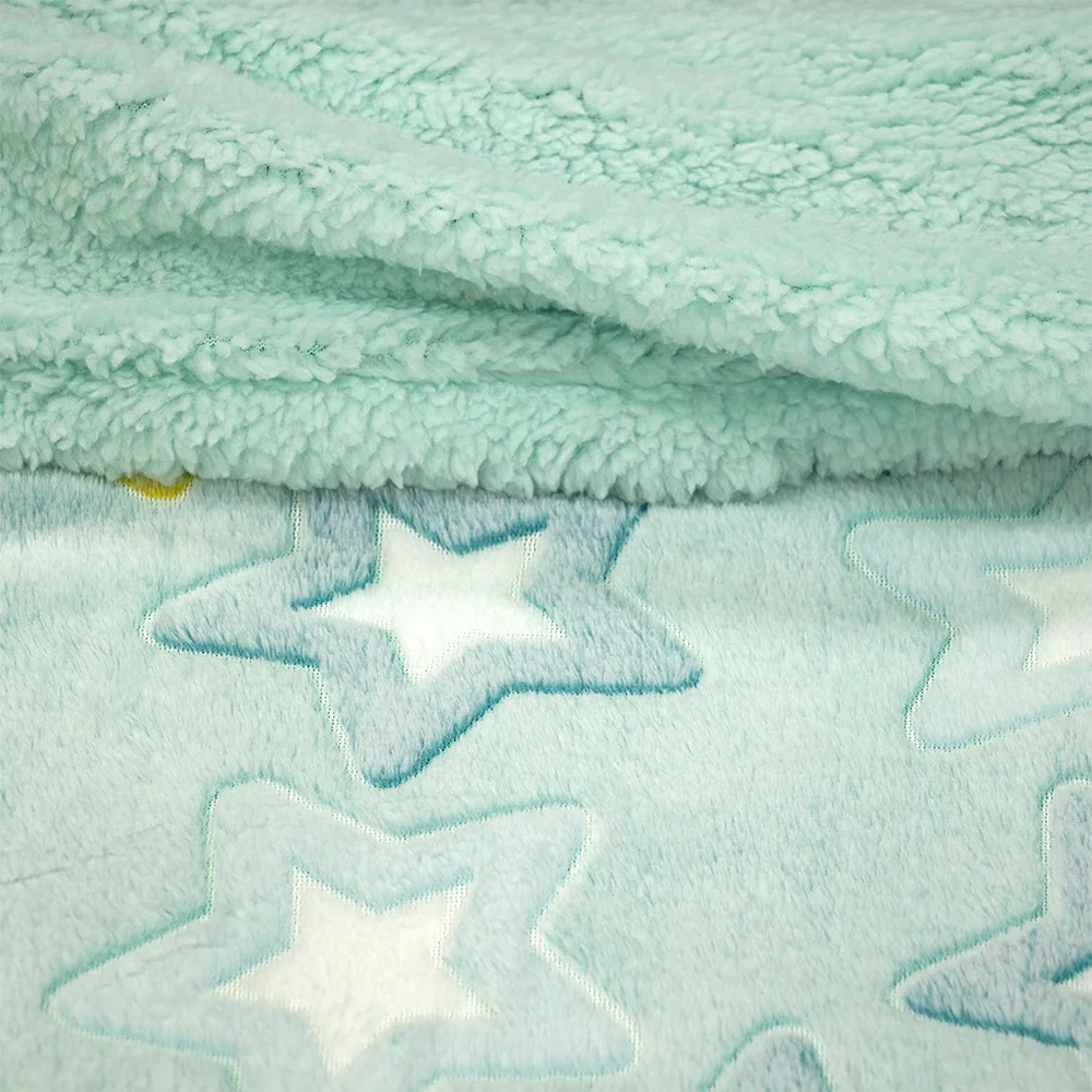 LINO ΚΟΥΒΕΡΤΑ FLEECE SHERPA ΦΩΣΦΟΡΙΖΕ STER MINT 110X150