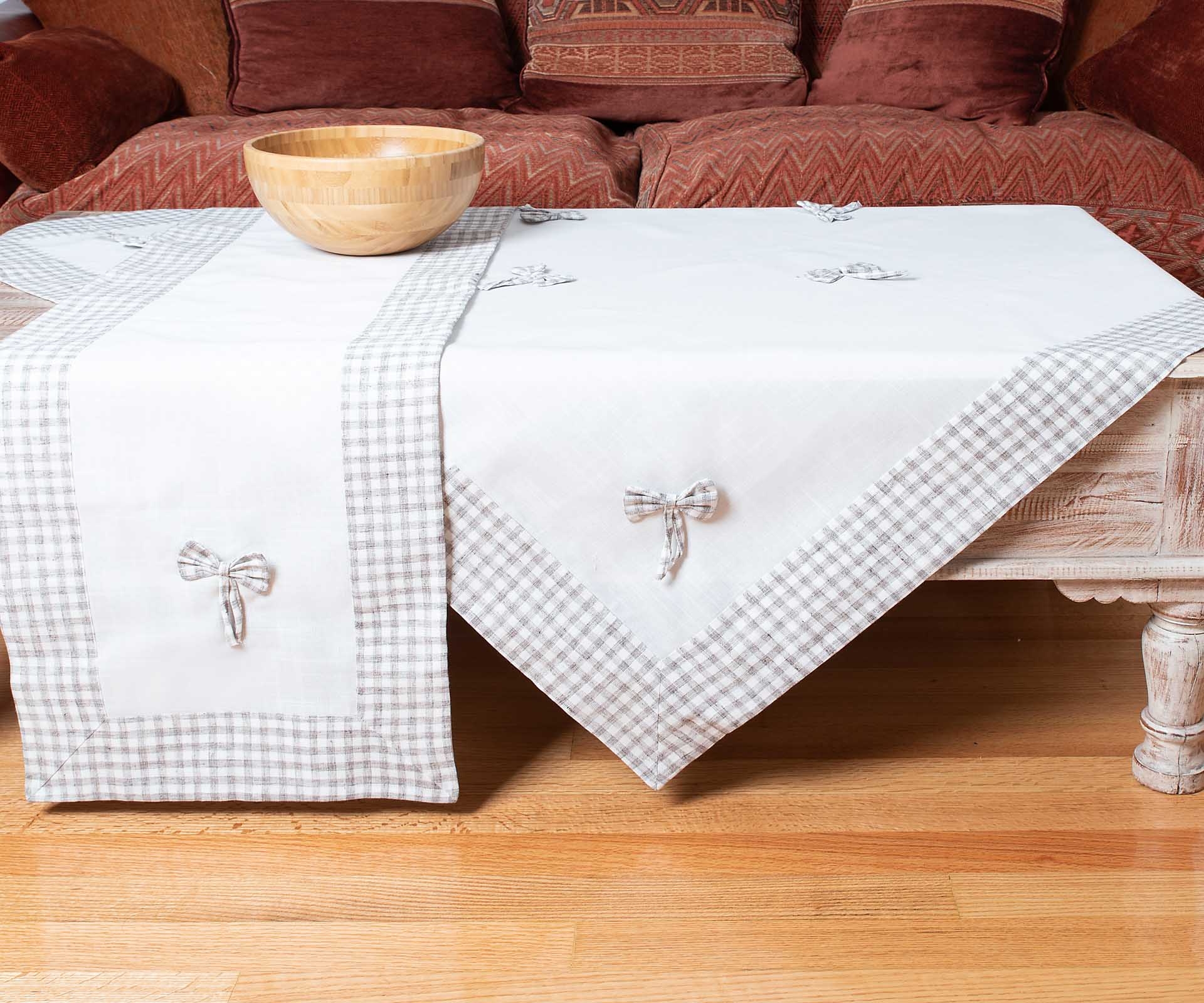 τραπεζοκαρέ ( 140cm x 140cm) bow ivory/μπεζ