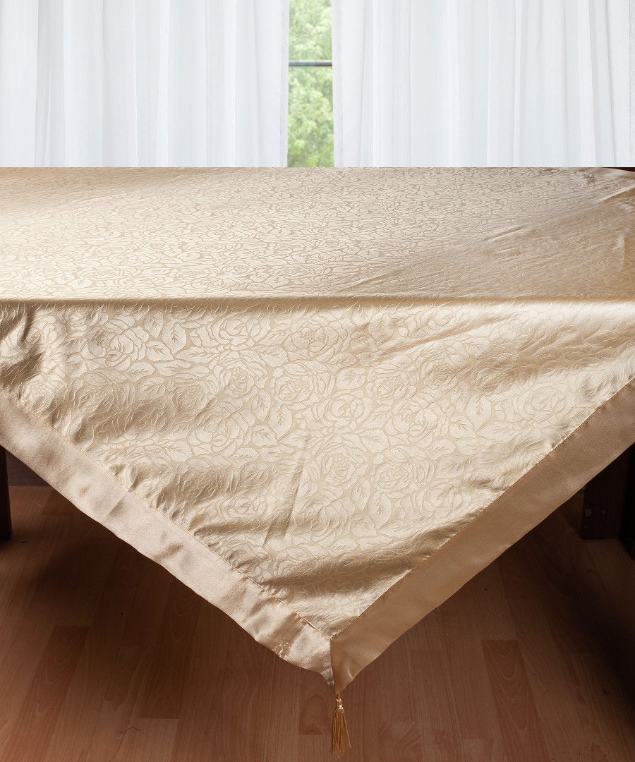 Σατέν τραπεζομάντηλο 2009 λουλούδι (160cm x 220cm) χρυσό