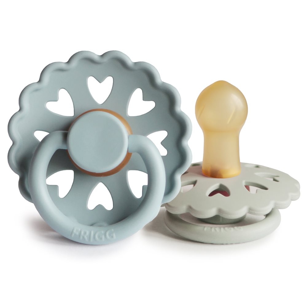 Σετ 2 Πιπίλες Latex FRIGG Fairytale Stone Blue/Willow Gray 6-18 Μηνών