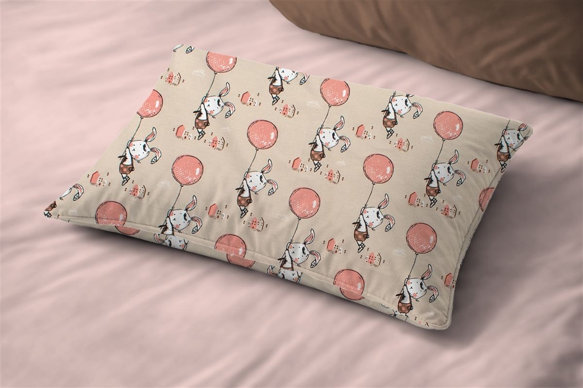 Μαξιλαροθήκη Εμπριμέ bebe Floating Bunny 714 35X45 Beige-Salmon 100% Cotton