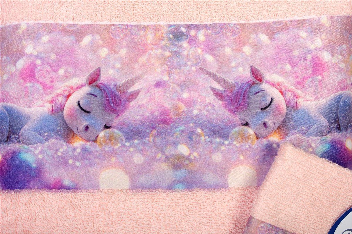 Πετσέτα Σετ 2 τεμ Με Ψηφιακή Εκτύπωση bebe Dreaming Unicorn 320 30X50,70X140 Pink 100% Cotton