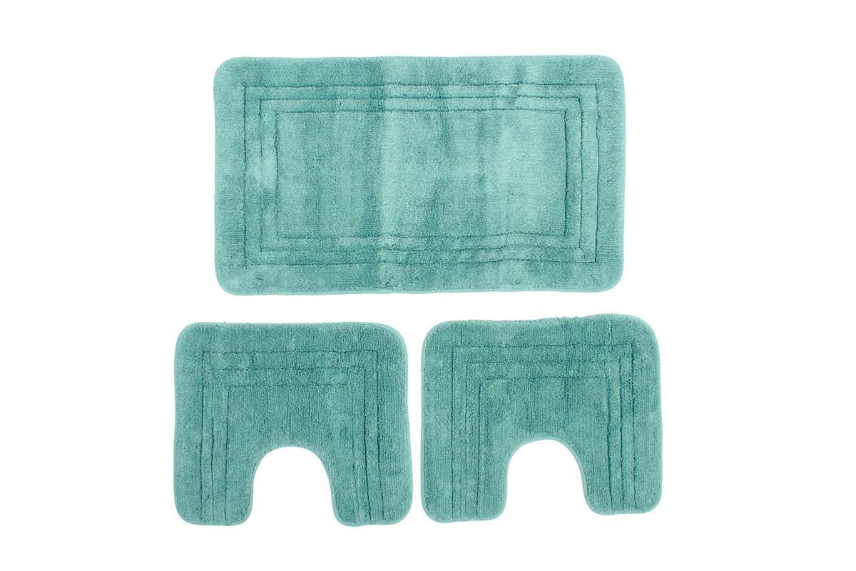 Πατάκι Μπάνιου Σετ 3 τεμ ZUCCHI 1τεμ 55X90, 2 τεμ 45X50 Petrol 100% Cotton
