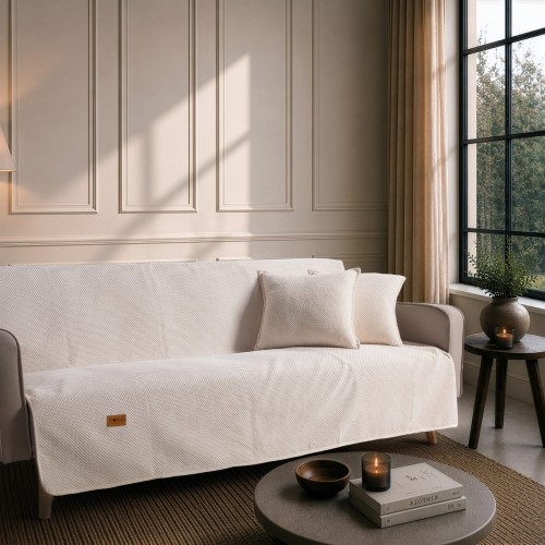 Ριχτάρι Αντιολισθητικό Αδιάβροχο Pearl  01 Ivory - Μονοθέσιο 180x150cm