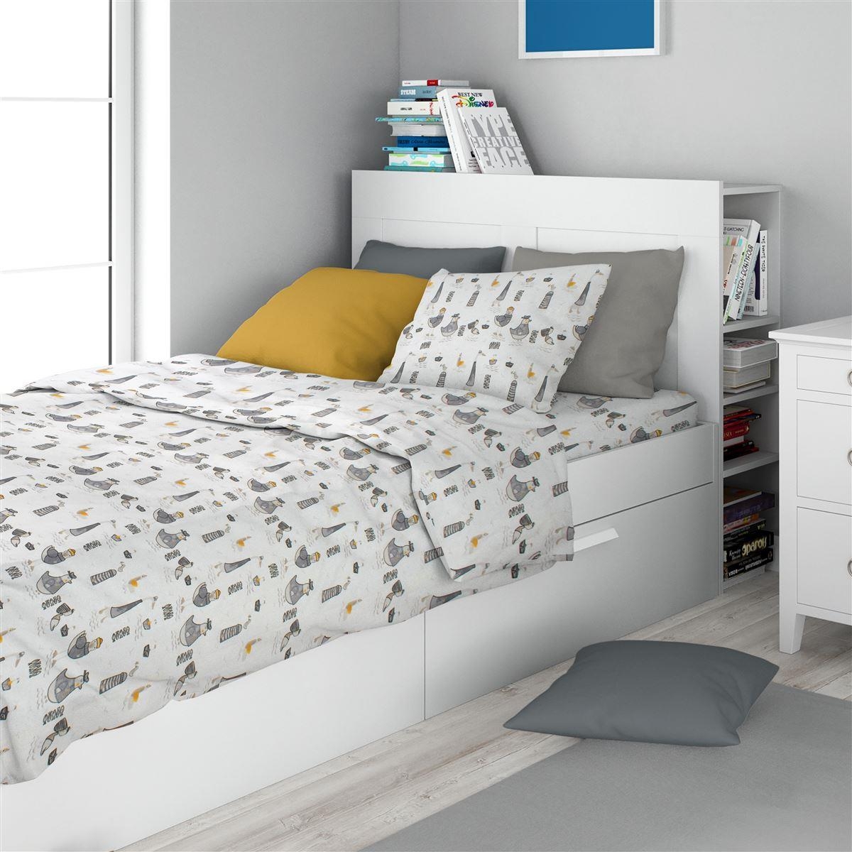 Σεντόνια Εμπριμέ Σετ 3 τεμ kids Seabirds 578 160X240 White-Grey 100% Cotton