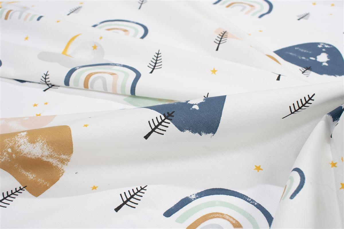 Κατωσέντονο Με Λάστιχο bebe Rainbow 574 0,70X1,40X0,15 White-Blue 100% Cotton