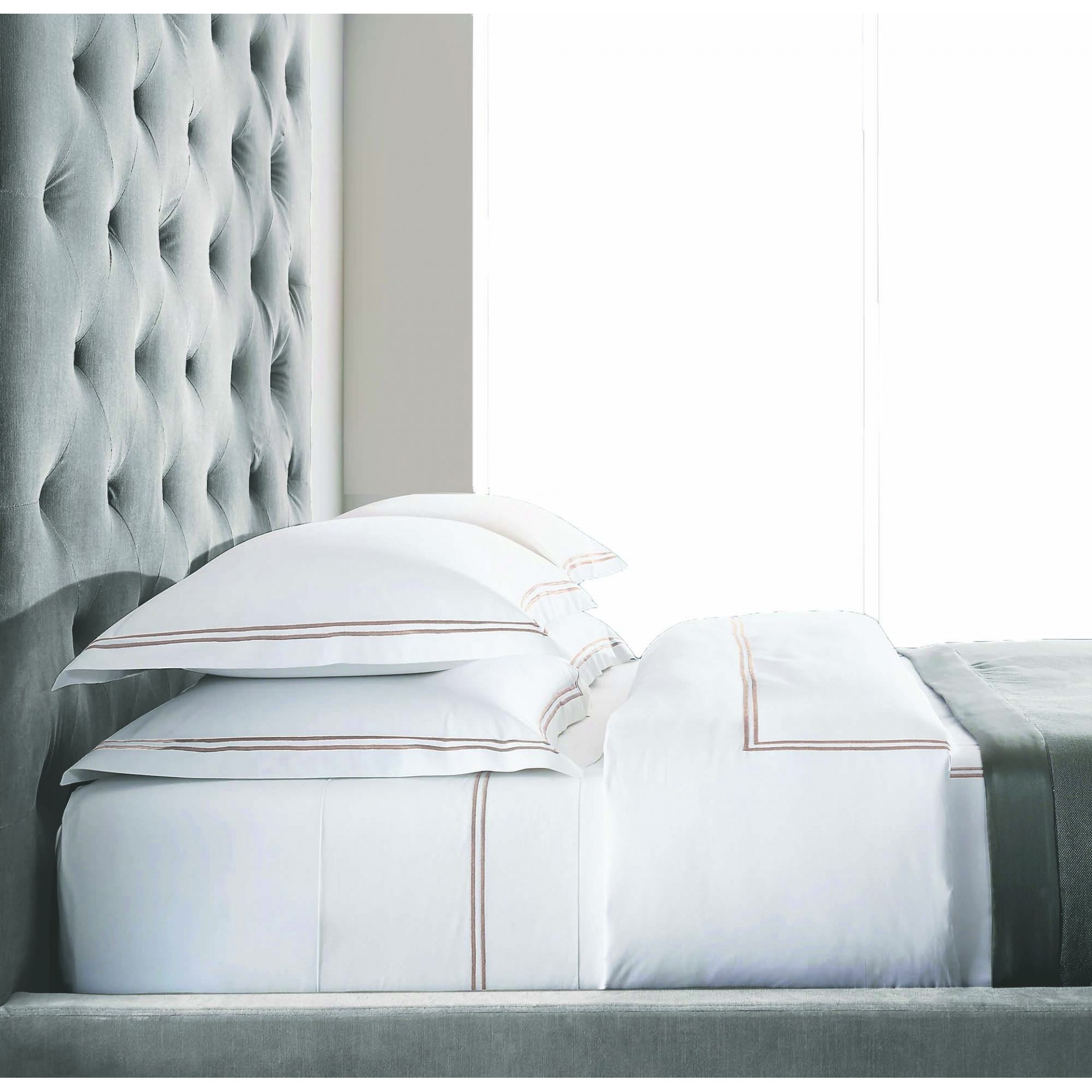 BAR11 ΣΕΤ ΣΕΝΤONIA Y/Δ  WHITE/BEIGE 230TC 100% COTTON SATIN 