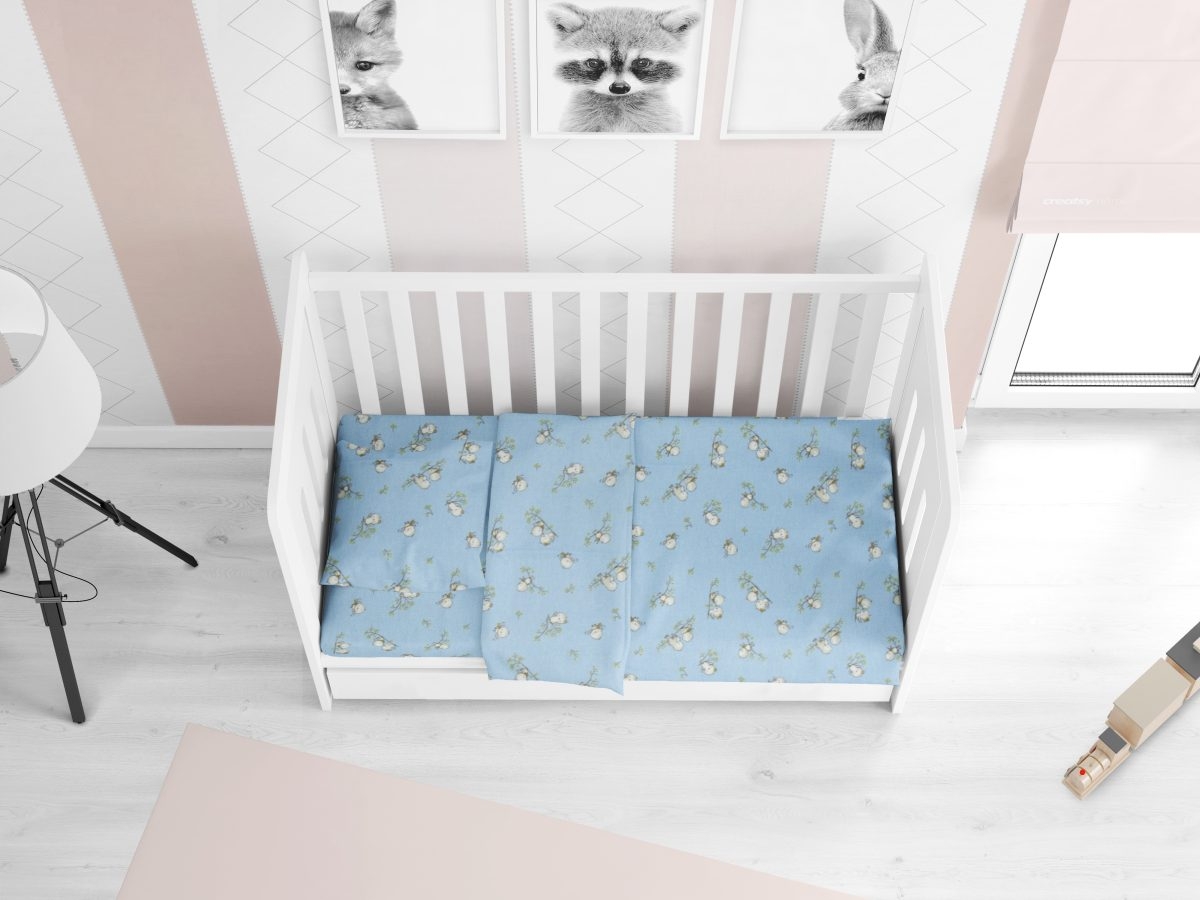 ΣΕΝΤΟΝΙΑ ΕΜΠΡΙΜΕ ΣΕΤ 3 τεμ bebe Birds 14 120X160 Sky blue Flannel cotton 100%