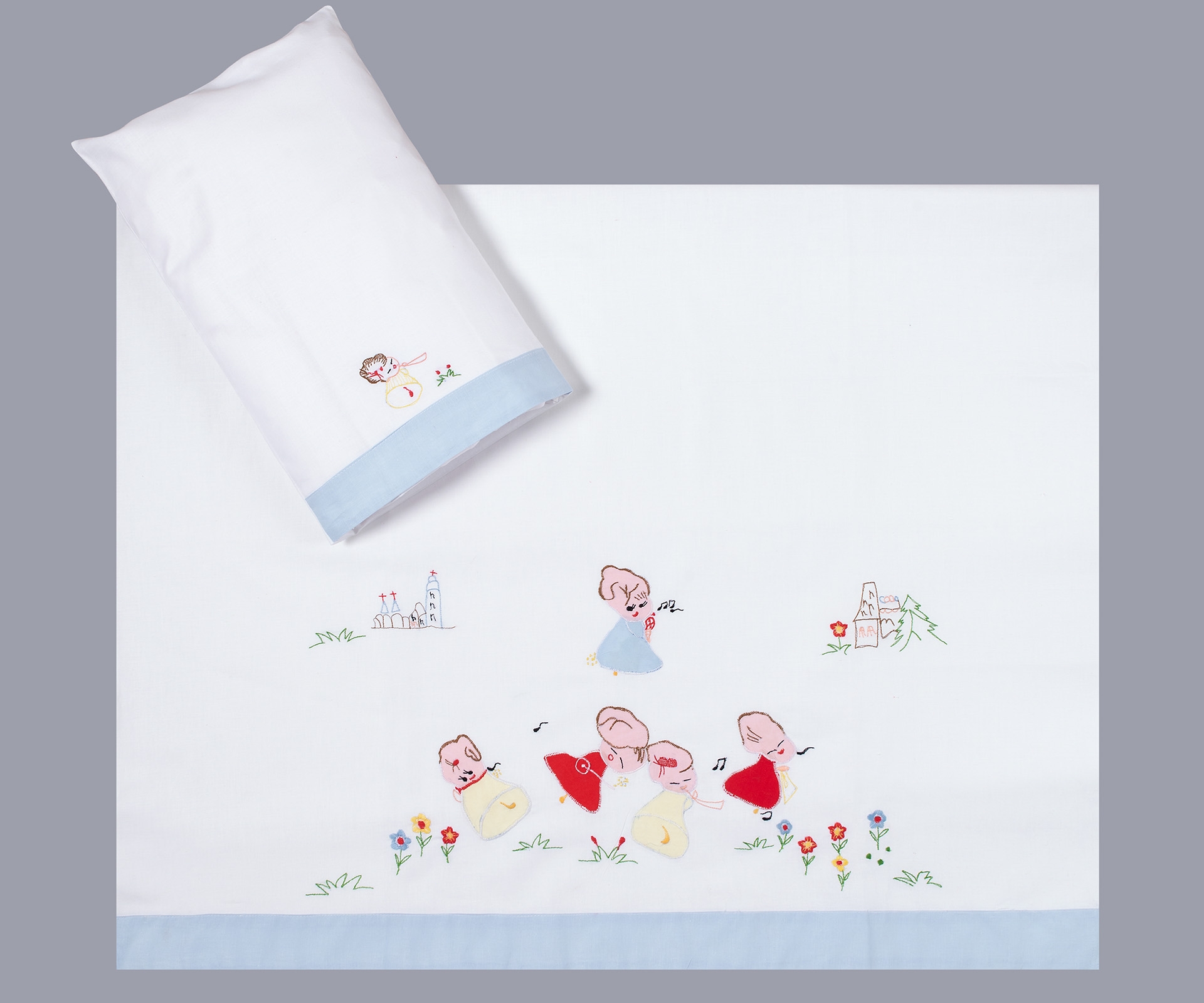 bebe σεντόνι (85cm x 135cm + 26cm x 40cm) σιέλ