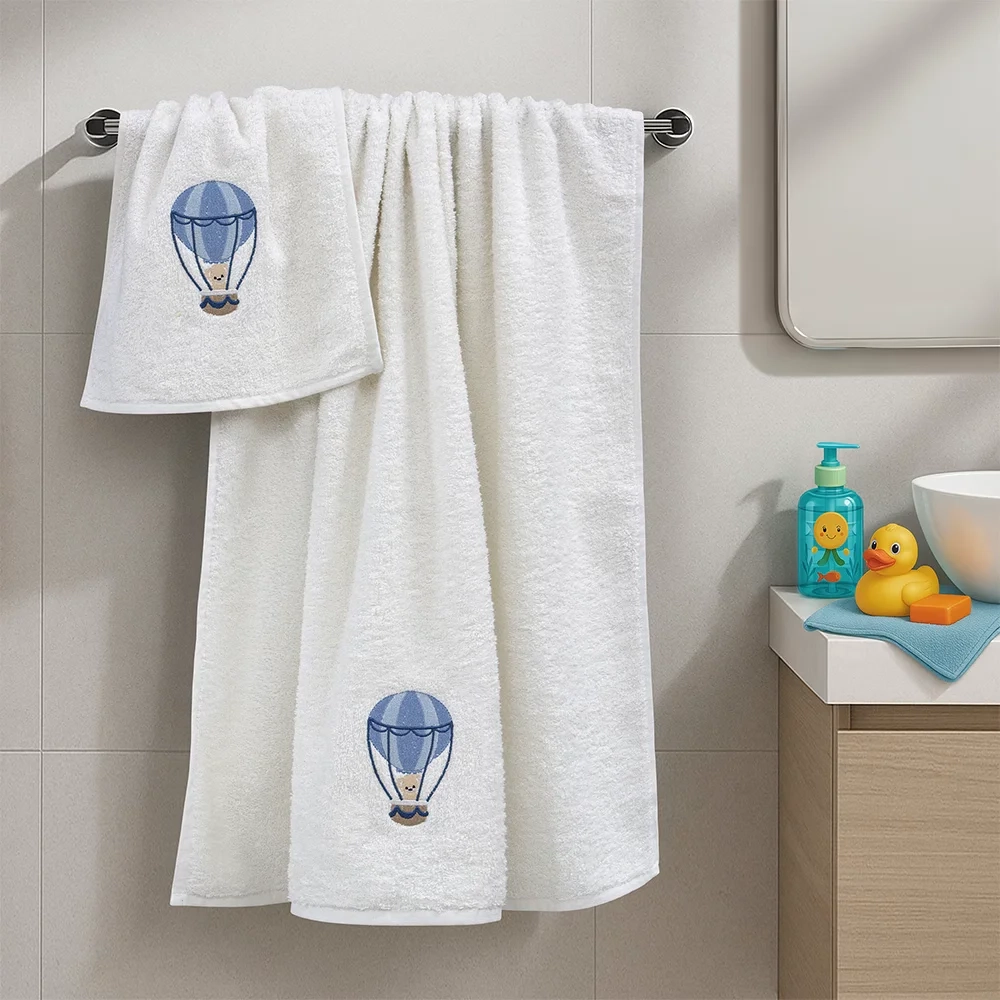 LINO Σετ Πετσέτες Παιδικές 2τμχ (50x90,70x140) Paloncino Λευκό/Μπλε