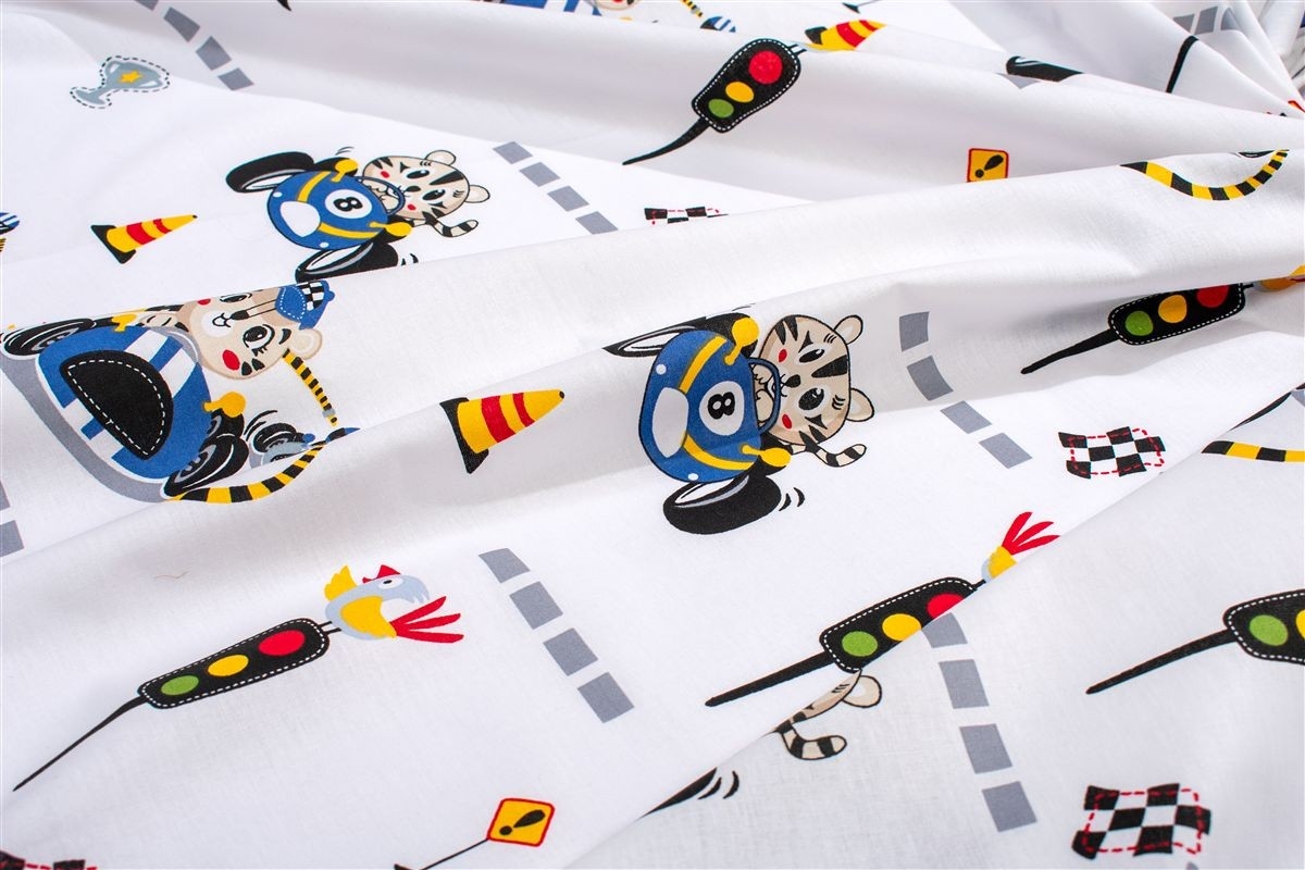 Κατωσέντονο Με Λάστιχο bebe Animal Grand Prix 589 0,70X1,40X0,15 White-Blue 100% Cotton