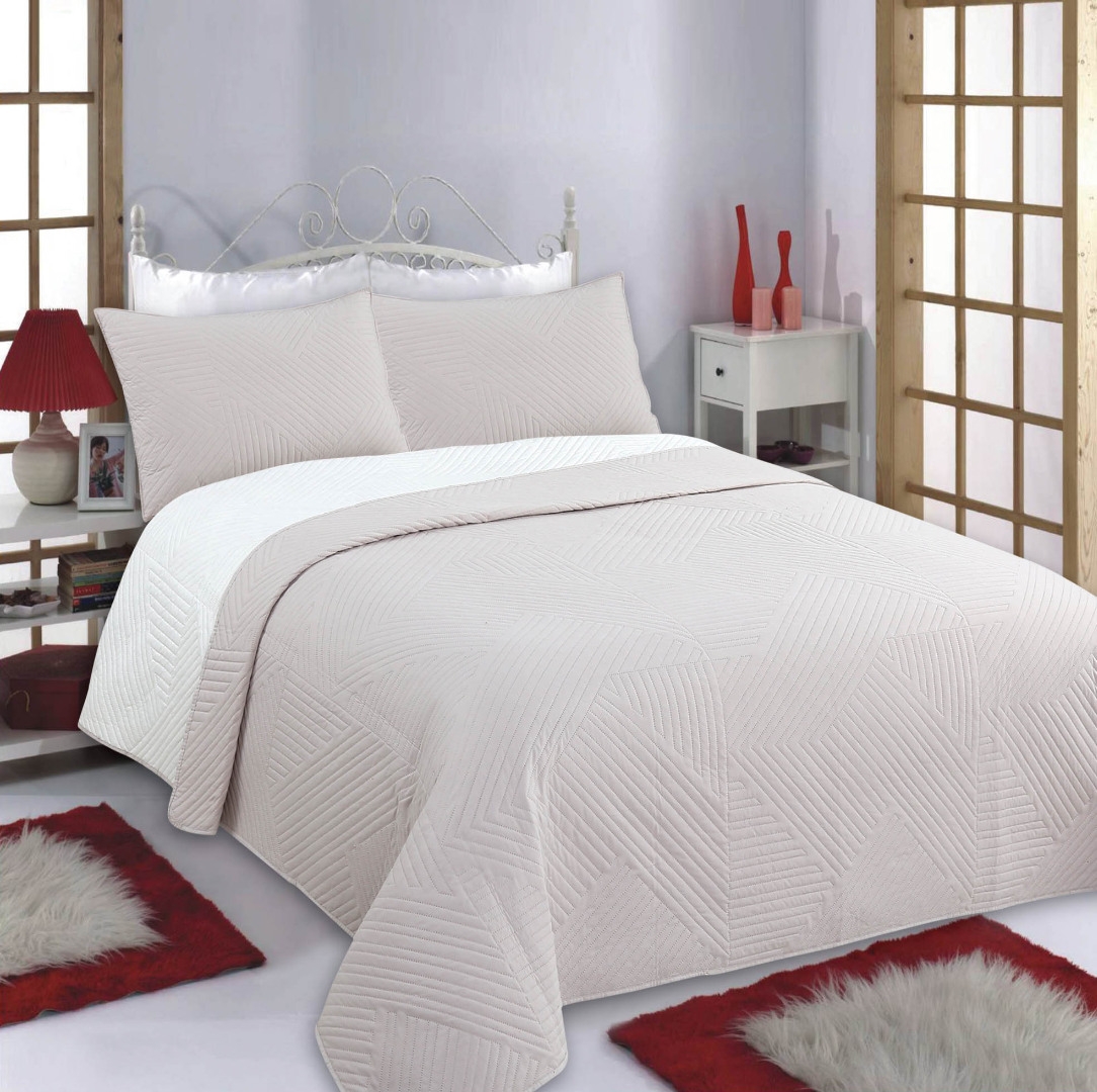 ΚΟΥΒΕΡΛΙ σετ (160cm x 220cm + 1 x 50cm x 70cm) LINES beige/ivory