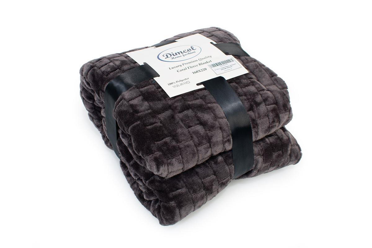 Κουβέρτα Coral Fleece Jacquard Brick 08 160X220 Grey-Black 100% Polyester