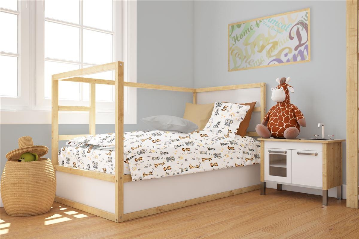 Πάπλωμα Εμπριμέ bebe Savanna 36 120X160 White-Grey 100% Cotton Flannel