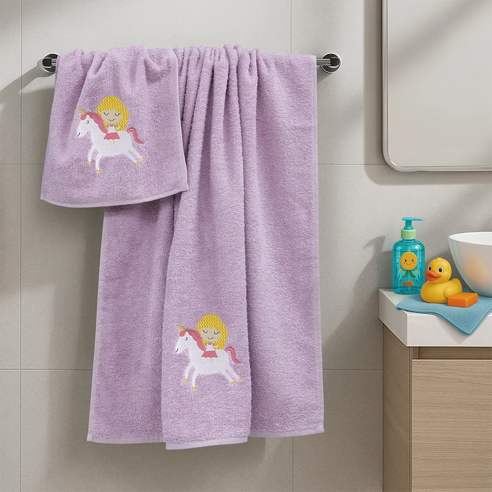 LINO Σετ Πετσέτες Παιδικές 2τμχ (50x90,90x140) Corno Λιλά