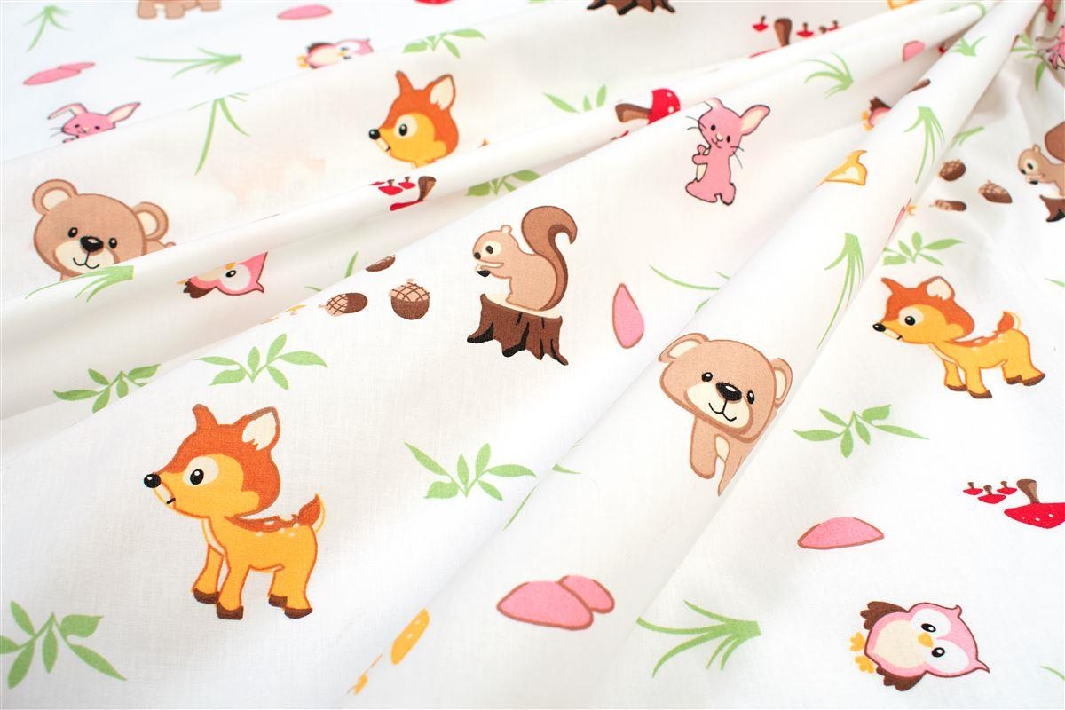 Κατωσέντονο Με Λάστιχο bebe Forest Animals 571 0,70X1,40X0,15 White-Pink 100% Cotton