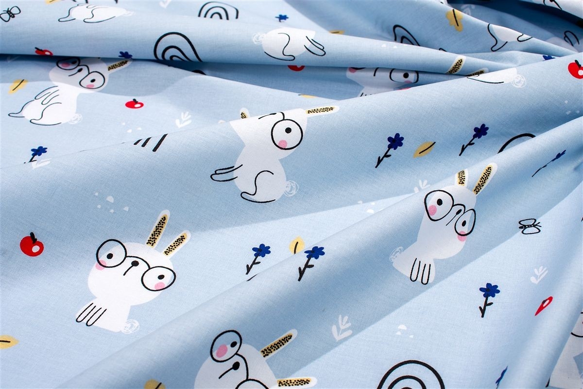 Πάπλωμα Εμπριμέ bebe Rabbit Garden 584 120X160 Sky Blue 100% Cotton