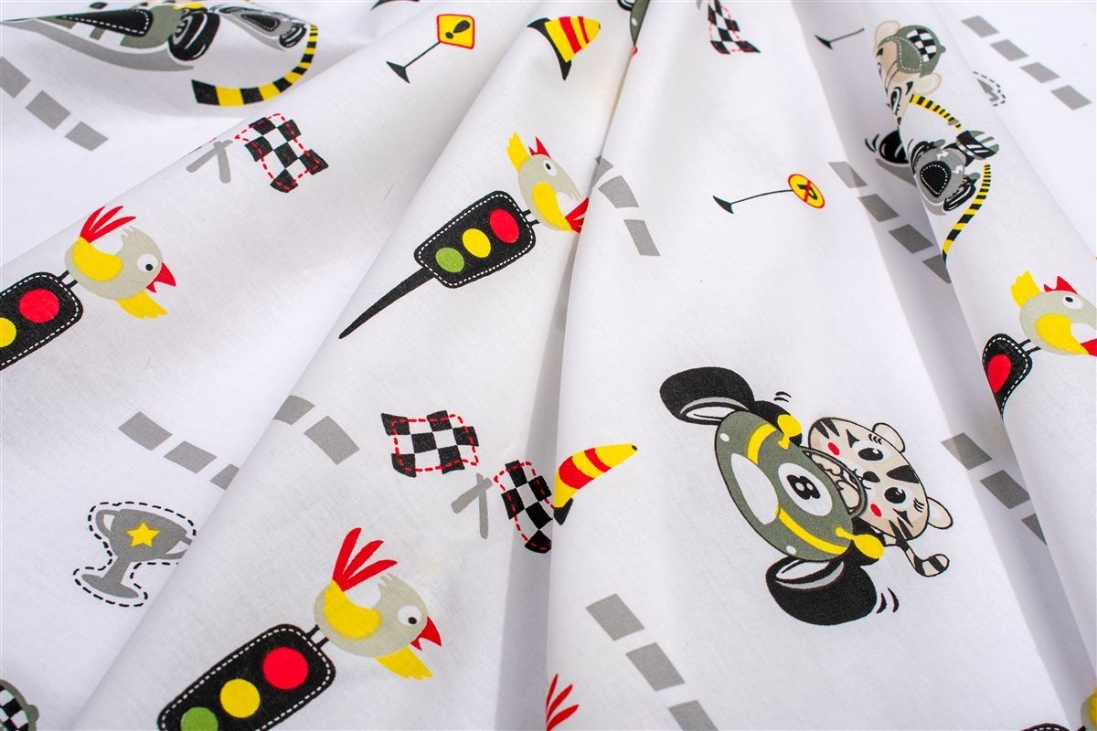 Κατωσέντονο Με Λάστιχο bebe Animal Grand Prix 590 0,70X1,40X0,15 White-Olive 100% Cotton