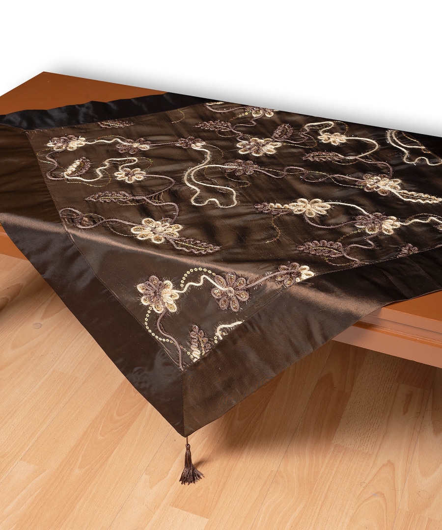 Σατέν τραπεζοκαρέ A11 (120cm x 120cm) καφέ  