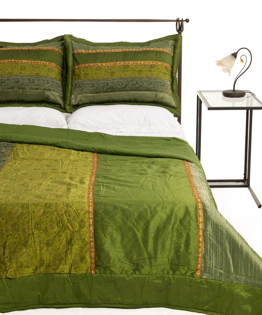 ΚΟΥΒΕΡΛΙ σετ (220cm x 240cm + 2 x 50cm x 70cm) TAJ MAHAL πράσινο