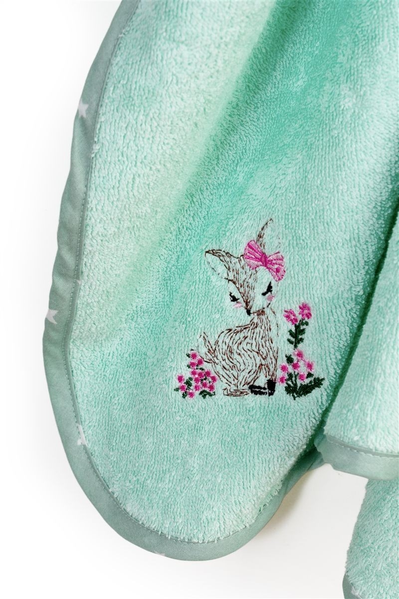 Κάπα Με Κέντημα bebe Deer 199 75X85 Mint 100% Cotton