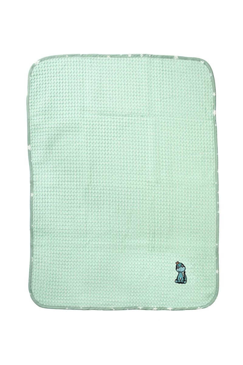 Κουβέρτα Πικέ Με Κέντημα bebe Dinosaur 182 80X110 Mint 100% Cotton