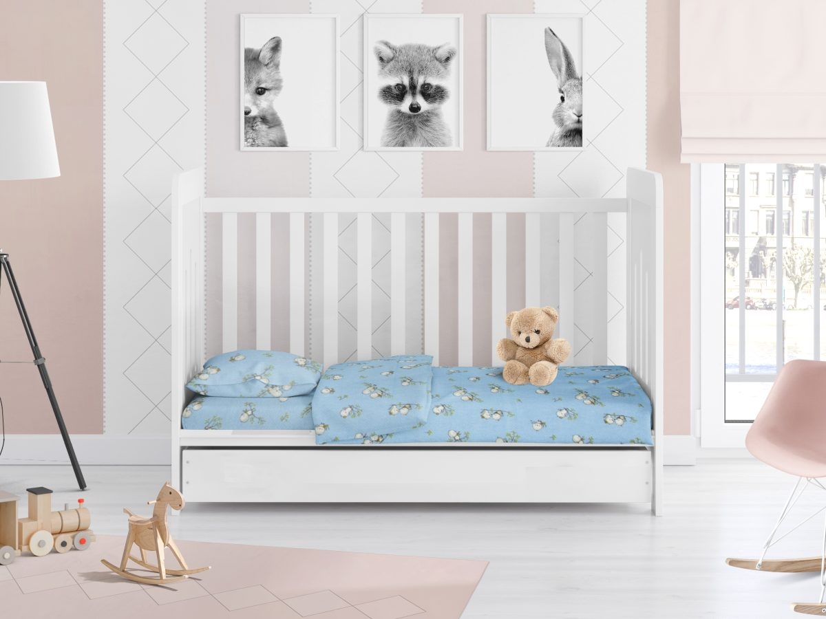 ΣΕΝΤΟΝΙΑ ΕΜΠΡΙΜΕ ΣΕΤ 3 τεμ bebe Birds 14 120X160 Sky blue Flannel cotton 100%