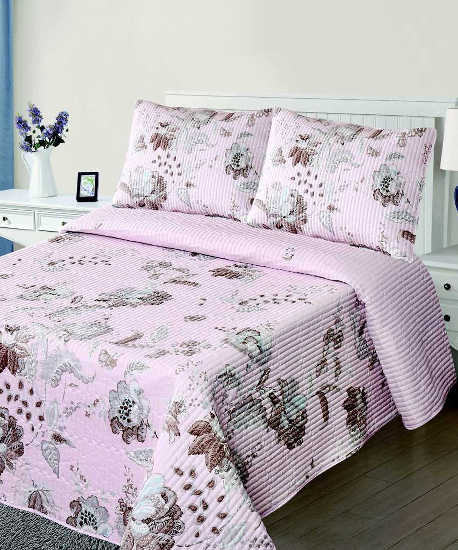 ΚΟΥΒΕΡΛΙ σετ (220cm x 240cm + 2 x 50cm x 70cm) 5305 ρόζ