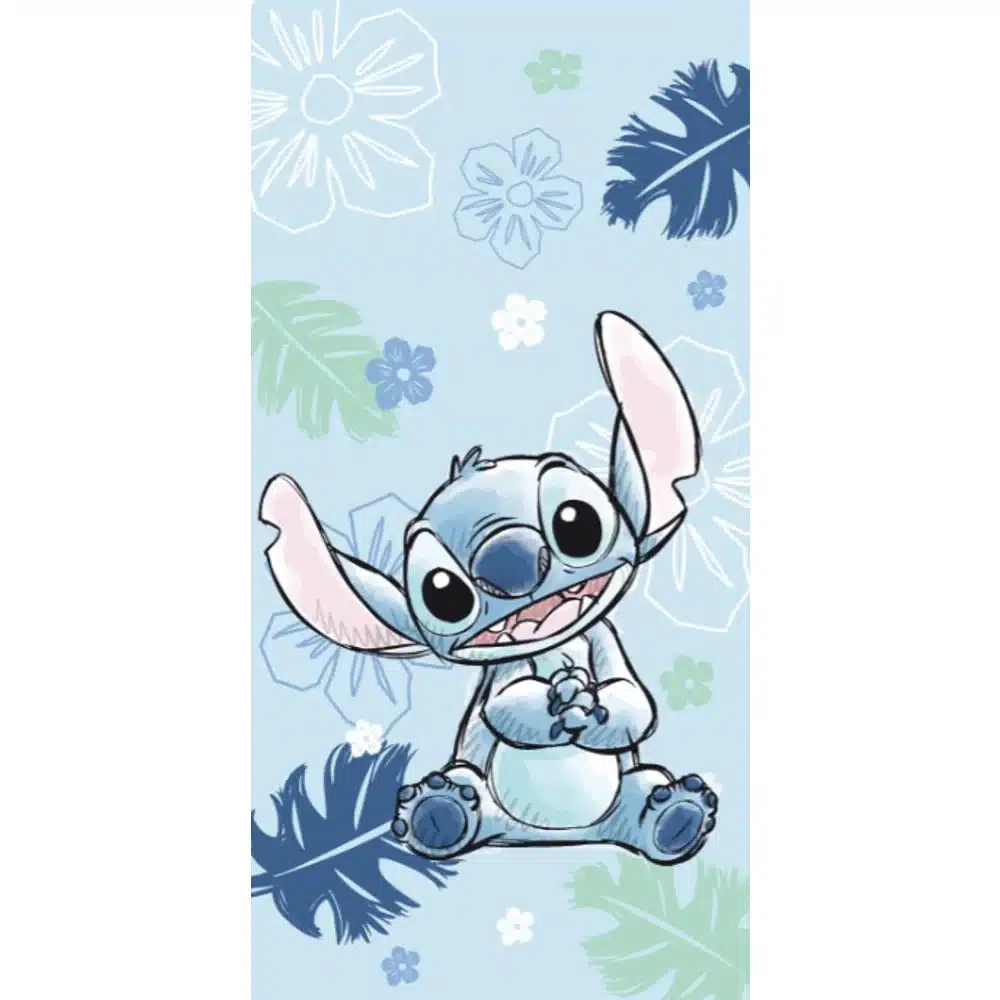 Πετσέτα Θαλάσσης Βαμβακερή Βελούδινη Stitch Cool Blue 320gsm