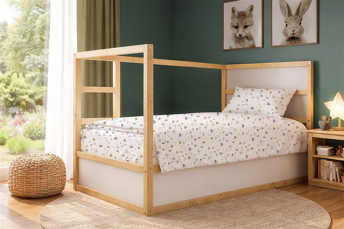 Σεντόνια Εμπριμέ Σετ 2 τεμ kids Whimsical Mountainside 588 160X240 White-Grey 100% Cotton