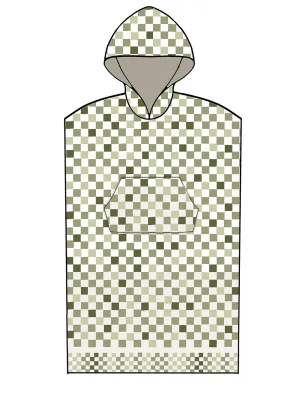 Poncho Θαλάσσης με κουκούλα CHECKS GREEN Small - Medium
