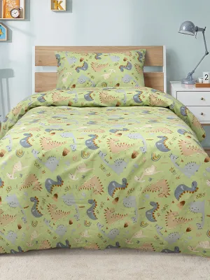 LINO Σετ Παιδική Παπλωματοθήκη (160x240) Jurrasic Nap Πράσινο