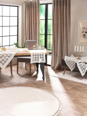 Χειροποίητο σετ 5 τεμαχίων DF5159 - Σετ 5 τεμαχίων (καρέ 90x90 cm/ τραβέρσα 40x160 cm/ τραπεζοκαρέ 135x135cm/ πετσετάκια 2 τεμ 40x40 cm)