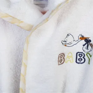 Μπουρνούζι Με Κέντημα kids Stork 193 Size: 02 White-Yellow 100% Cotton