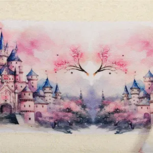 Πετσέτα Σετ 2 τεμ Με Ψηφιακή Εκτύπωση bebe Fairytale Castle 327 30X50,70X140 Ecru 100% Cotton