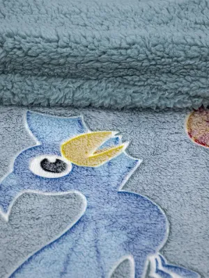 LINO ΚΟΥΒΕΡΤΑ FLEECE SHERPA ΦΩΣΦΟΡΙΖΕ VOLCANO GREY-CIEL 110X150