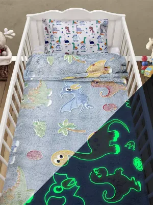 LINO ΚΟΥΒΕΡΤΑ FLEECE ΦΩΣΦΟΡΙΖΕ VOLCANO GREY-CIEL 110X150