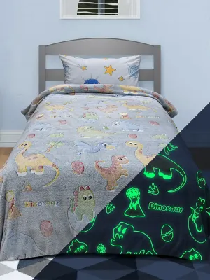 LINO ΚΟΥΒΕΡΤΑ FLEECE ΦΩΣΦΟΡΙΖΕ VOLCANO GREY-CIEL 160X220