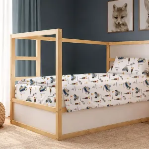 Παπλωματοθήκη Εμπριμέ kids Animal Grand Prix 589 160X240 White-Blue 100% Cotton
