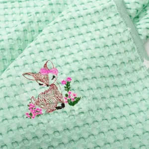 Κουβέρτα Πικέ Με Κέντημα bebe Deer 199 80X110 Mint 100% Cotton
