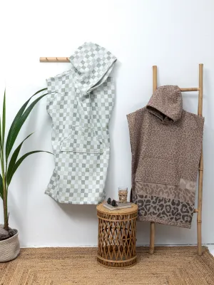 Poncho Θαλάσσης με κουκούλα CHECKS GREEN Small - Medium